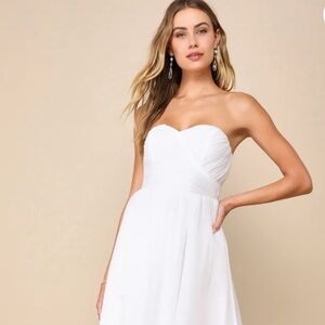 Lulu's Elegant Strapless White Dress